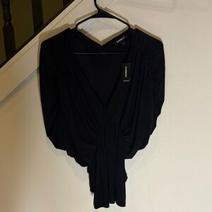 Express Black Draped Blouse